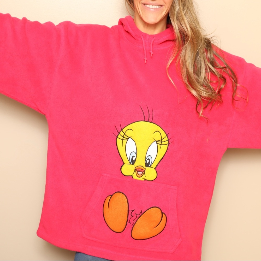 Vintage 1998 Warner Bros Studio Store Pink Tweety Bird Hoodie - Picture 2 of 3